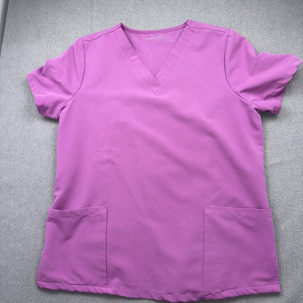 3 Mandala Women Scrub Top Small V Neck Short Sleeve Shirt PO 14K 13K Missing Tag - Picture 9 of 10